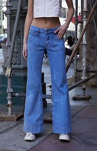 John Galt Alyssa Light Indigo Low Rise Flare Jeans