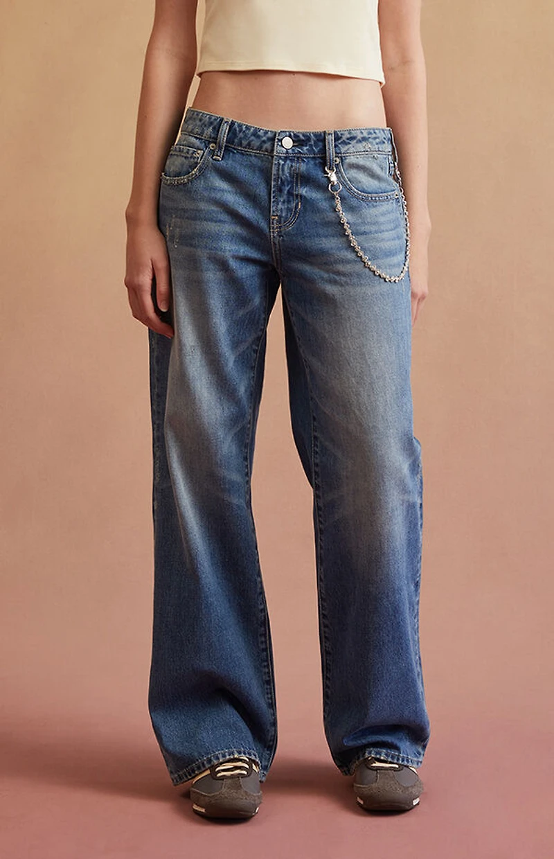 RARE DNM EDIT Medium Blue Low Rise Girlfriend Jeans