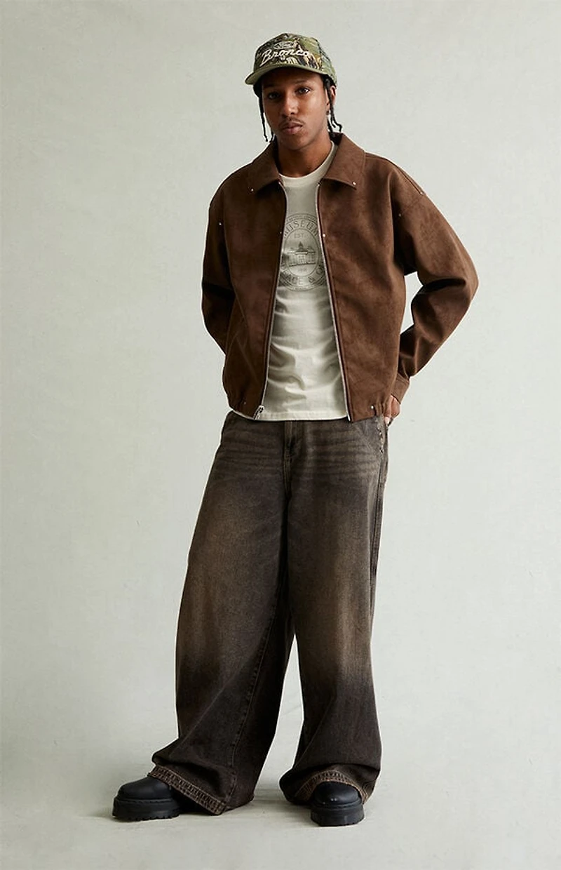 Pacsun Ryder Ultra Baggy Jeans Washed Dark Brown