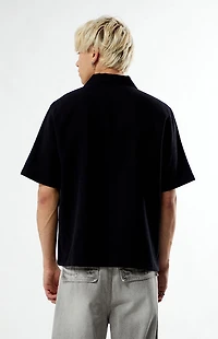 Pacsun Black Floral Embroidered Oversized Resort Camp Shirt