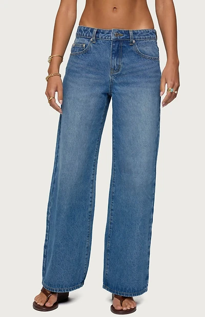 Edikted Ery Wide Leg Mid Rise Jeans