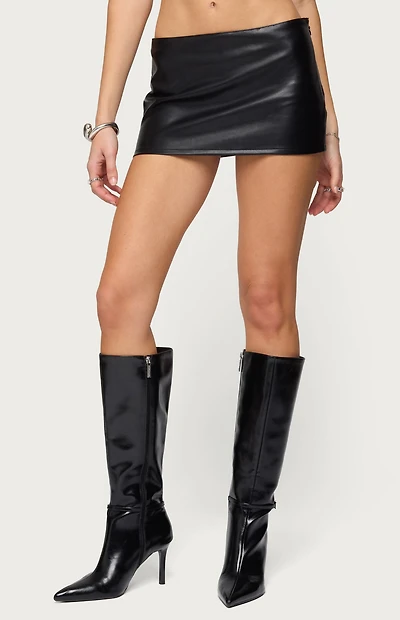 Edikted Viki Faux Leather Mini Skort