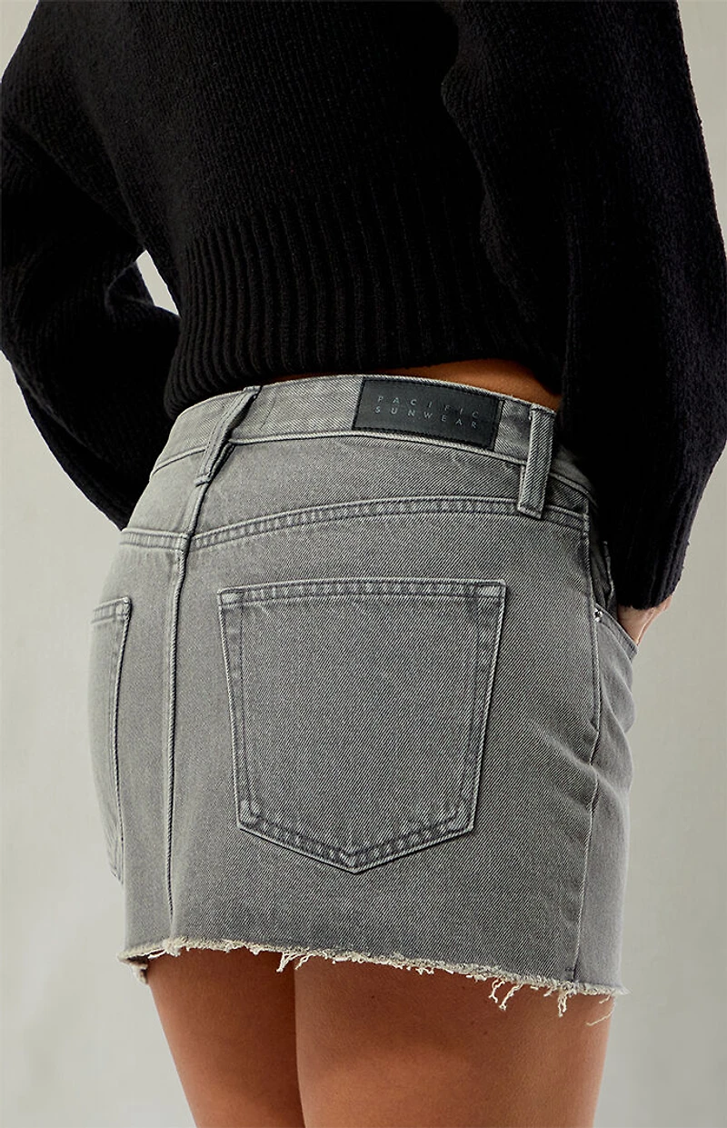 Pacsun Lara Gray Low Rise Denim Mini Skirt