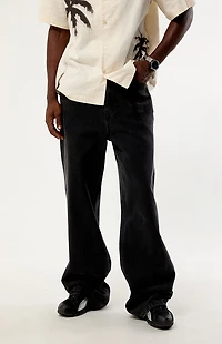 PLAY PALM ANGELS Black Graffiti Logo Baggy Wide Leg Jeans