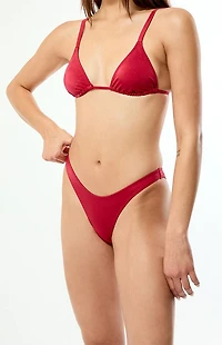 Pacsun Red Rae Shine High Cut Bikini Bottom