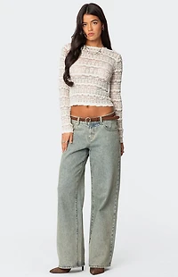 Edikted Daisey Textured Sheer Lace Top