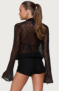 Edikted Lera Lacey Sheer Mesh Top