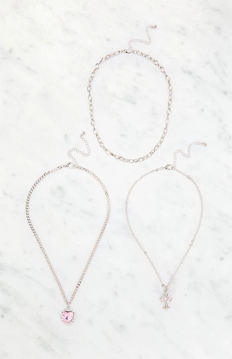 LA Hearts Cross Heart Layered Necklace