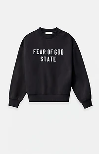 Fear of God ESSENTIALS Jet Black '90s Fit Fleece Crew Neck Sweatshirt
