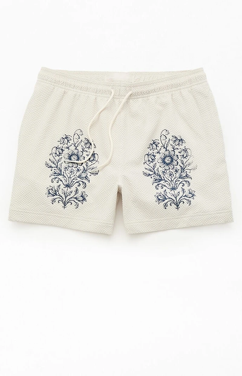 Pacsun Floral Seersucker 4.5" Swim Trunks