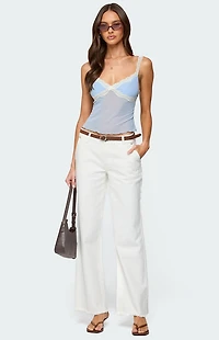 Edikted Contrast Lacey Mesh Tank Top