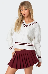 Edikted Dean V Neck Cable Knit Sweater