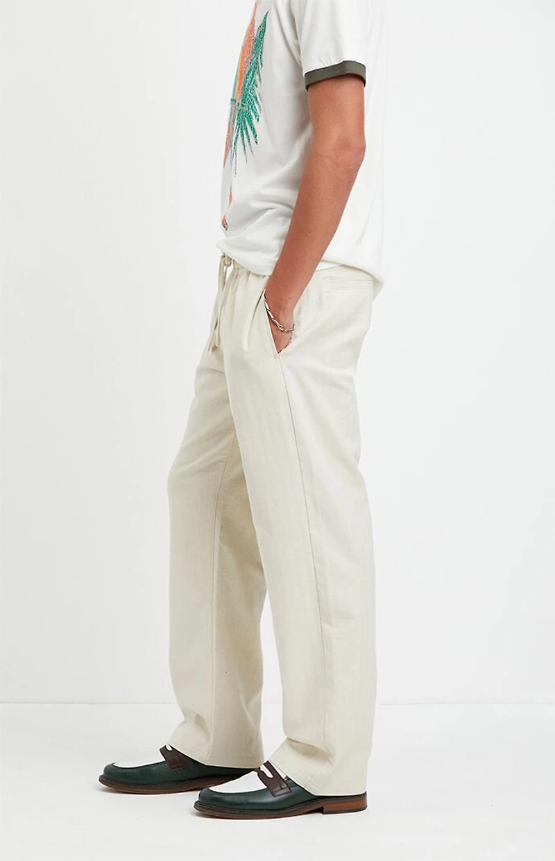 Pacsun Cream Straight Leg Linen Pants
