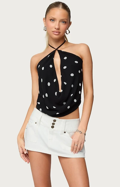 Edikted Chiffon Backless Cowl Neck Top