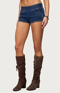 Edikted Zaida Stretchy Denim Micro Shorts