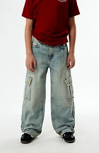 Pacsun Kids Baggy Jeans Frayed Cargo Acid Wash
