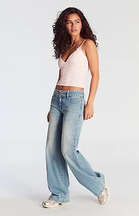 Pacsun Casey Low Rise Baggy Jeans Button Medium Indigo