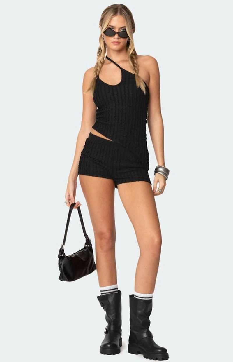 Edikted Phoebe Textured Knit Shorts