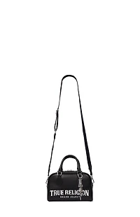 True Religion Black Bombe Logo Satchel