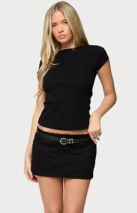 Edikted Oliana Ribbed Boat Neck T-Shirt