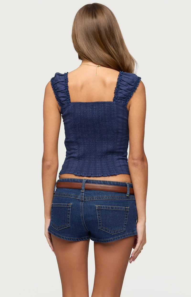 Edikted Katerine Embroidered Stripey Cotton Top