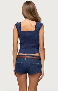 Edikted Katerine Embroidered Stripey Cotton Top