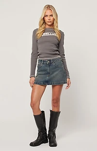 ABRAND 95 Lindsey A-Line Denim Mini Skirt