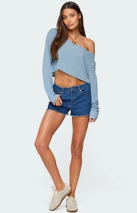 Edikted Birdy Low Rise Denim Shorts