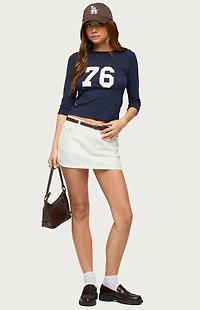 Edikted Spencer Low Rise Denim Micro Skirt