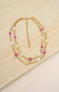 Ettika Marina Layers Turquoise Beaded Pearl Pendant Necklace