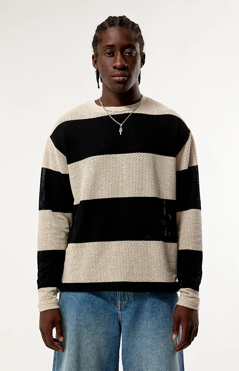 Pacsun Horizon Striped Crochet Long Sleeve T-Shirt