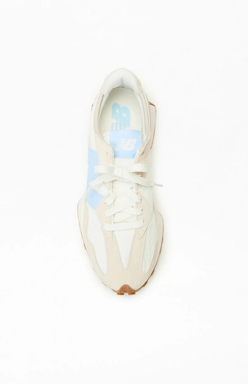 New Balance White & Blue 327 Sneakers