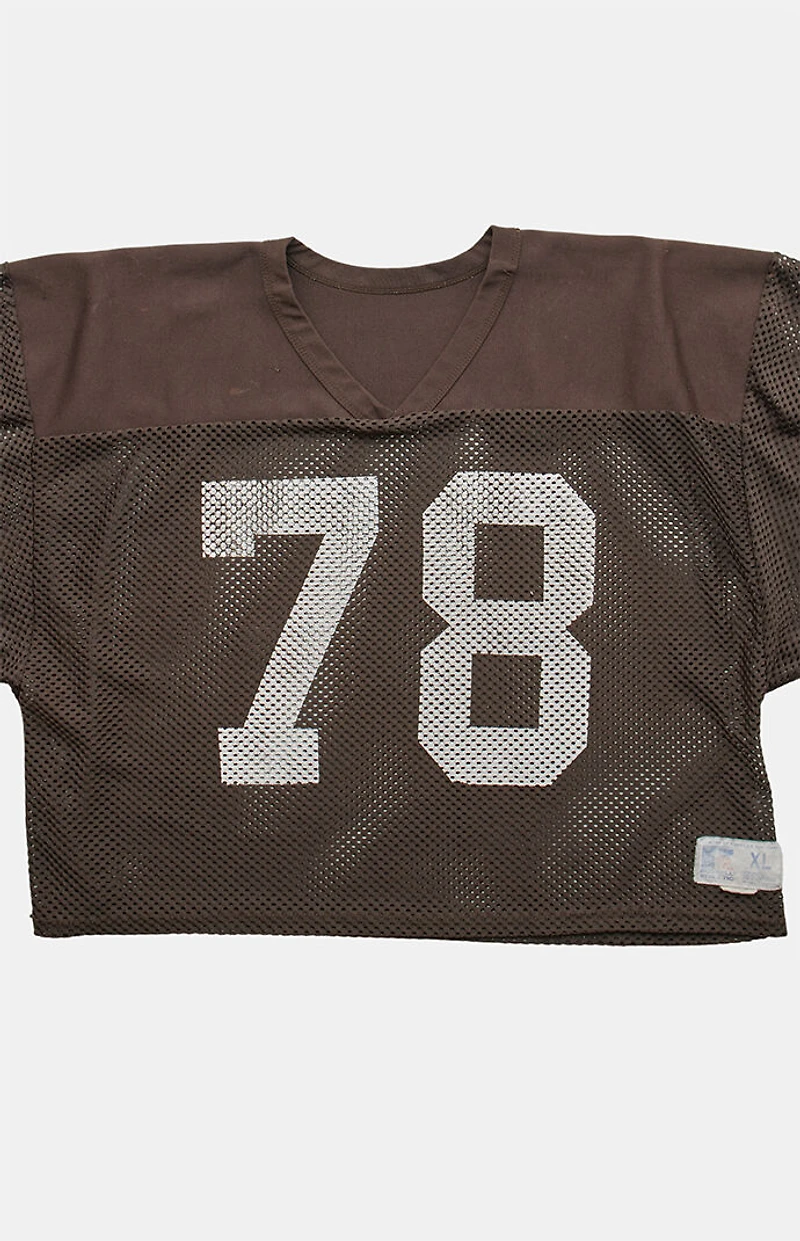 PS VINTAGE 90s 78 Mesh Russell V-neck Cropped Graphic Top