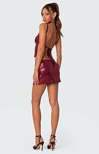 Edikted Cosmo Open Back Sequin Top