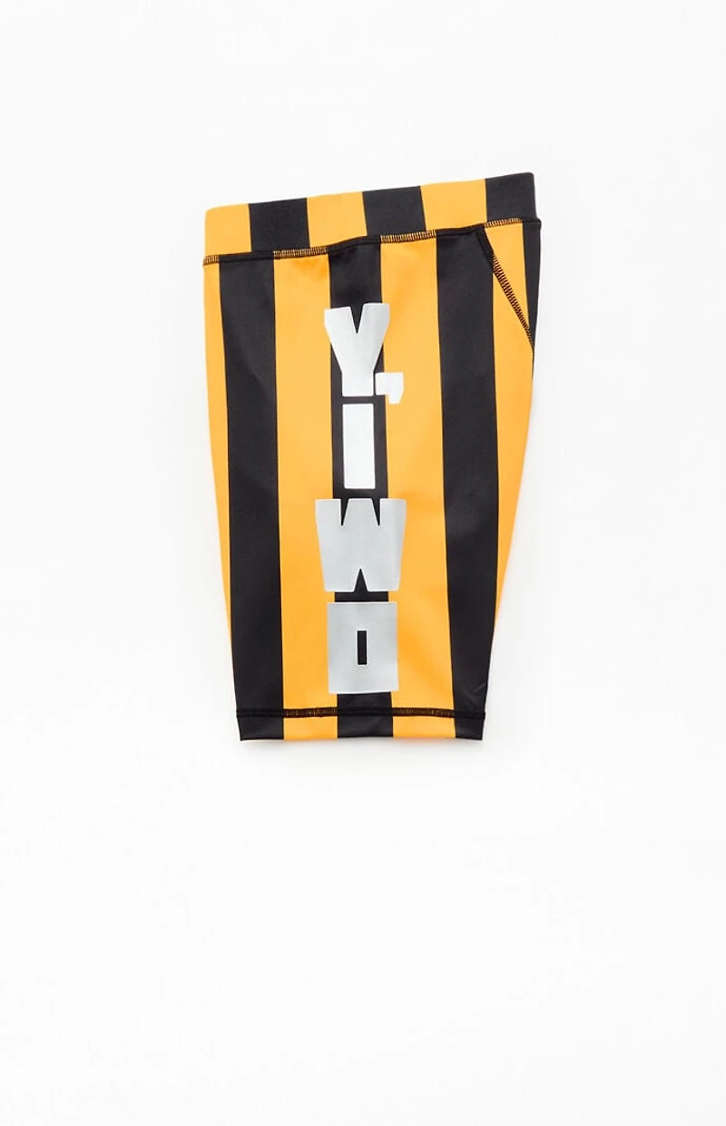 YIWO Yellow Striped Hardwear Biker Shorts