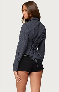 Edikted Lisbet Checkered Button Up Shirt