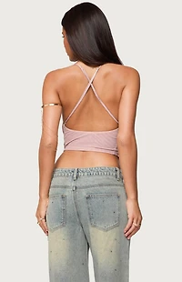 Edikted Elenie Fringed Cowl Neck Top