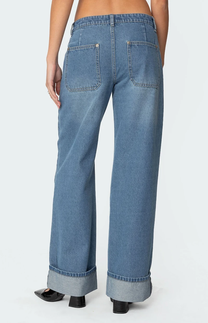 Edikted Madi Cuffed Low Rise Jeans