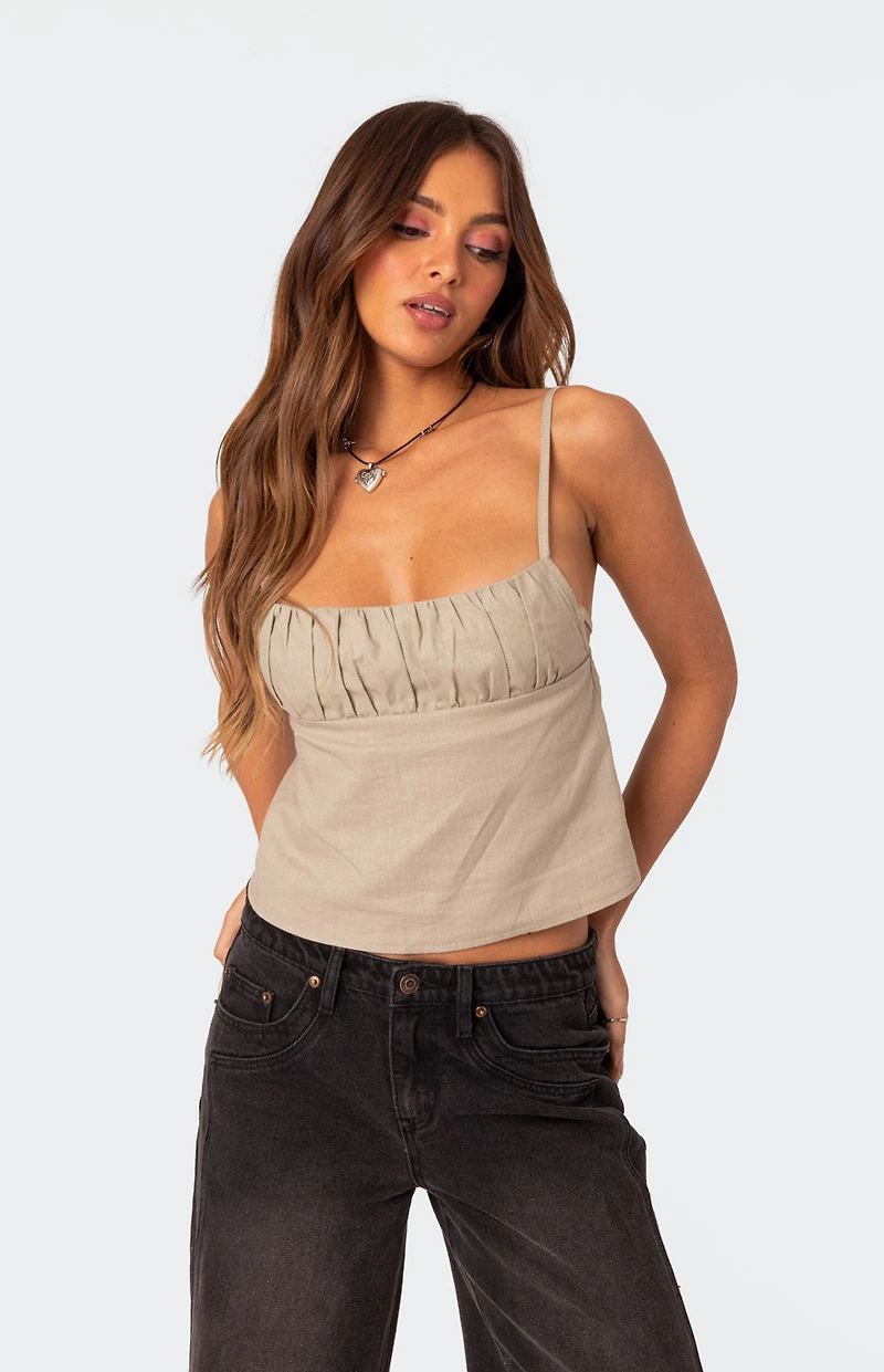 Edikted Linen Open Back Tank Top