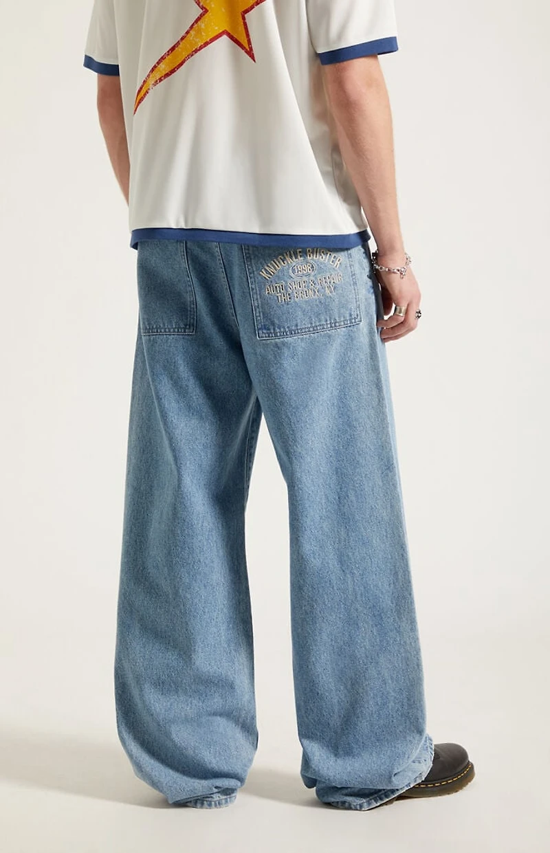 Pacsun Blake Extreme Baggy Jeans Embroidered Medium Blue