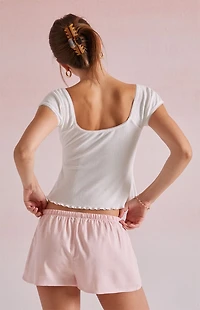 Beverly and Beck Linen Drawstring Micro Shorts