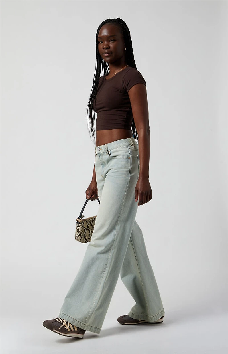 Pacsun Lena Low Rise Super Baggy Jeans Light Indigo Acid Wash