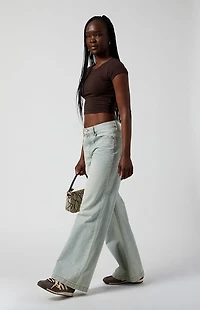 Pacsun Lena Low Rise Super Baggy Jeans Light Indigo Acid Wash