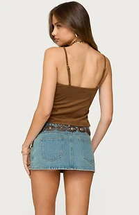 Edikted Split Front Faux Suede Tank Top