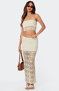 Edikted Ida Back Slit Crochet Maxi Skirt