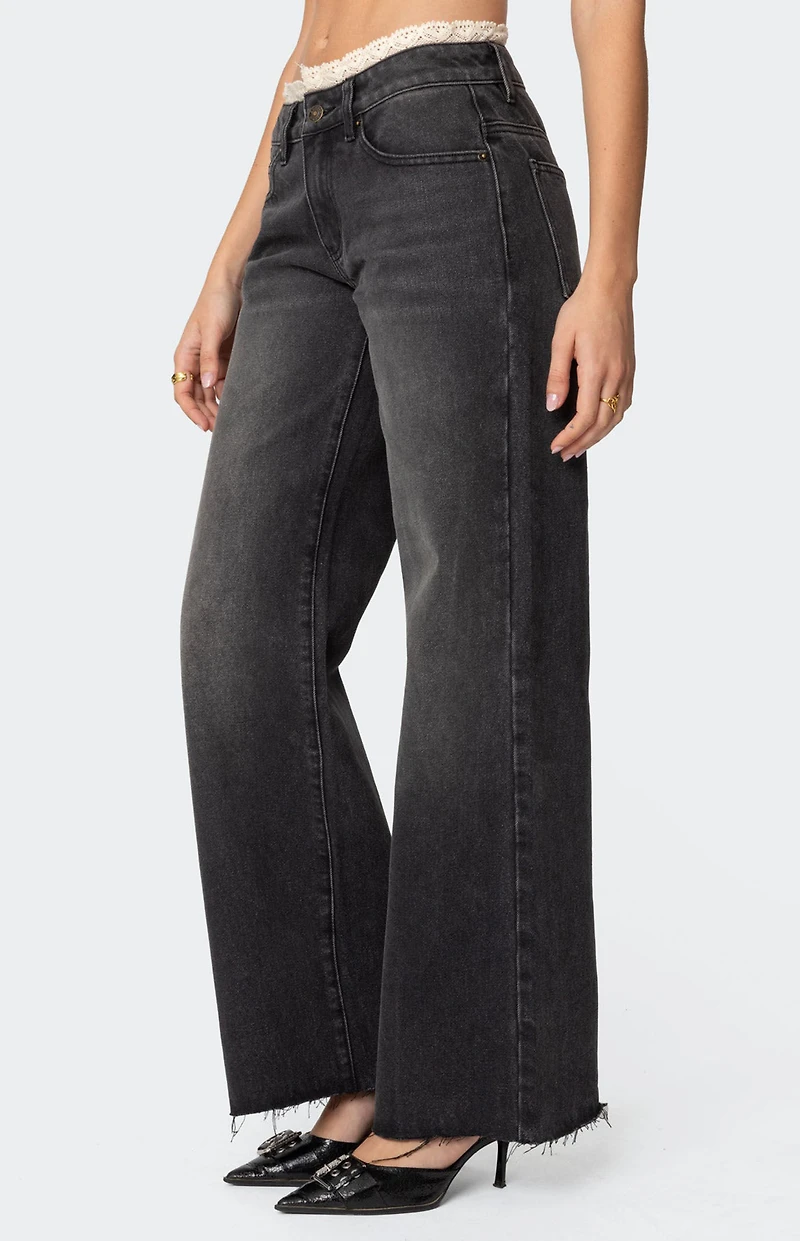 Edikted Karlie Lace Trim Jeans