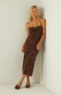 Your Favorite Hazel Burnout Velvet Floral Midi Dress