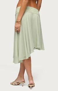 Edikted Evia Lace Asymmetric Midi Skirt