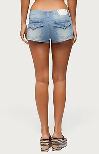 Edikted Whitlie Contrast Stitch Jean Micro Shorts