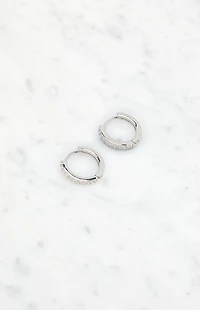 LA Hearts Silver 14K Gold Plated Rhinestone Hoop Earrings